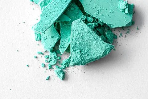 Mint eye shadow powder as makeup palette closeup isolated on white background Stock Photos
