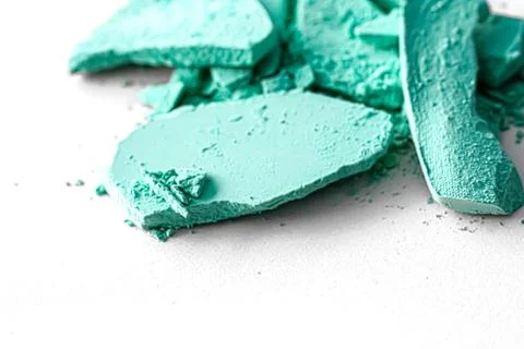 Mint eye shadow powder as makeup palette closeup isolated on white background Stock Photos
