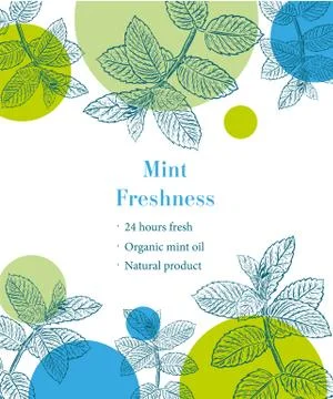 Mint freshness sketch template Illustrazione stock