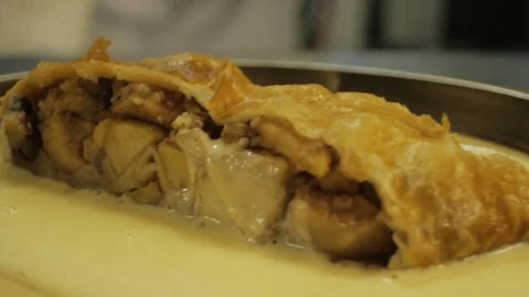 Mint is getting on the grilling meat with potato Stock Footage 78487471