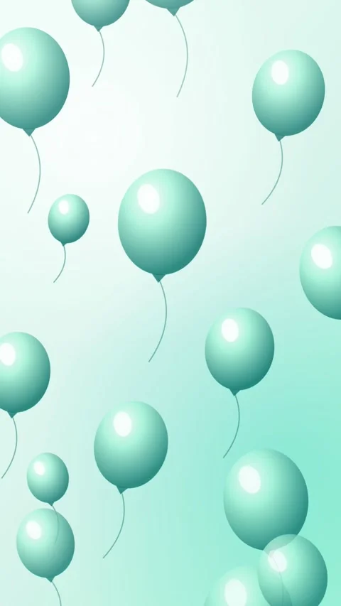 Mint Glossy Balloons Floating Vertical Seamless Loop Animated Background For Stock Footage 344007296