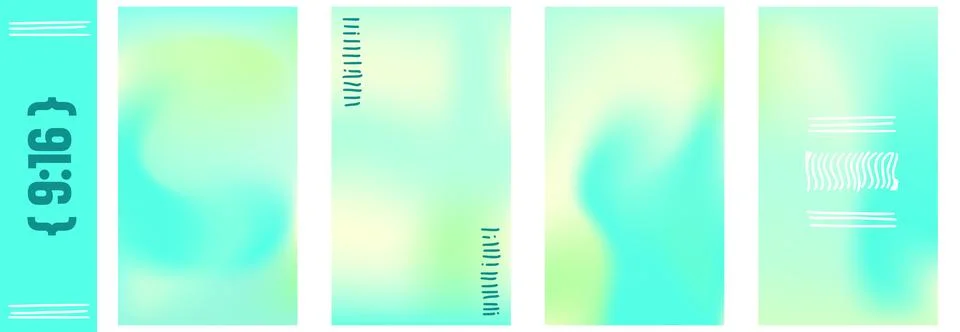 Mint gradient set in lime neon cyan for social media post and story. Bright Иллюстрация