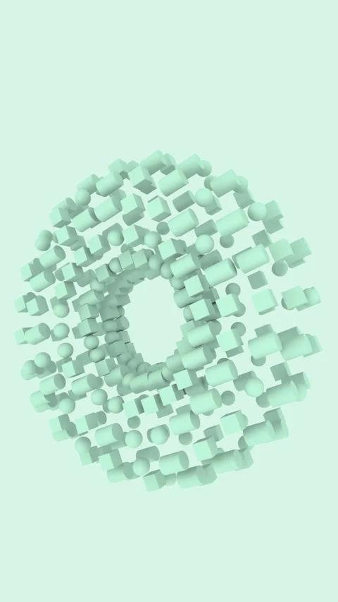 Mint green 3D abstract background seamless loop with rotating shapes Stock Footage 331028234