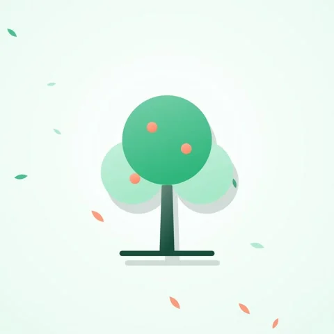 Mint green and coral tree gradient flat animation Stock Footage 346184323