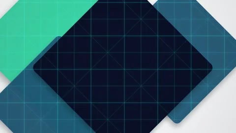 Mint green and navy blue rounded geometric squares seamless loop Stock Footage 345289261