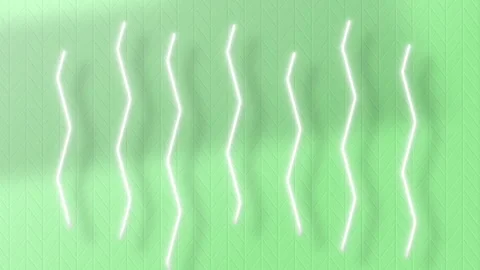 Mint green background featuring neon zigzag lines creating a geometric pattern Stock Footage 312868659