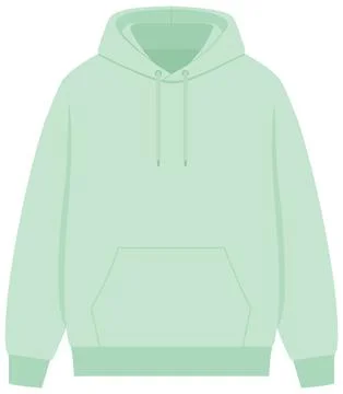 Mint Green Blank Hoodie Vector Illustration Front View Mockup Template Ilustración de archivo