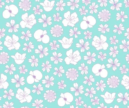 Mint Green Floral Pattern Background 스톡 일러스트