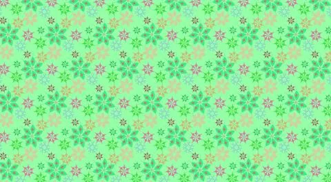 Mint Green Floral Pattern Seamless Background With Pastel Decorative Flower.. Illustrazione stock