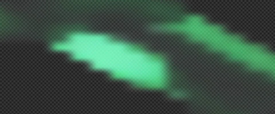 Mint green light leak effect with soft neon glow and misty texture on dark .. Stock Illustration