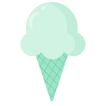 Mint Green Pastel Ice Cream Cone Vector Stock Illustration