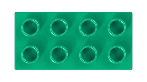 Mint Green Plastic Building Block Toy Top View Isolated Ilustración de archivo