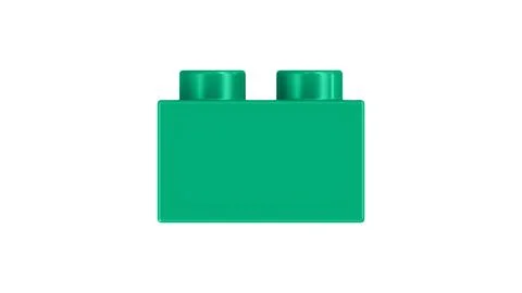 Mint Green Plastic Building Block with Two Studs Isolated Stockillustratie