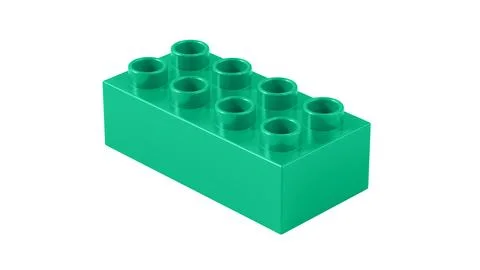 Mint Green Plastic Building Block Toy with Eight Studs Stock Illustration