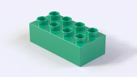 Mint Green Plastic Construction Brick Block Isolated on White Background 스톡 일러스트