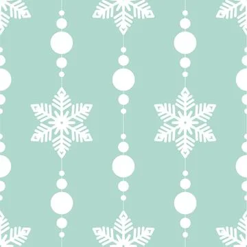 Mint green seamless pattern with snowflake, christmas festive winter art snow Illustrazione stock
