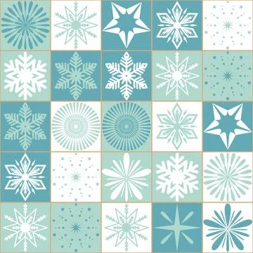Mint green seamless pattern with snowflake, christmas festive winter art sn.. Stock Illustration