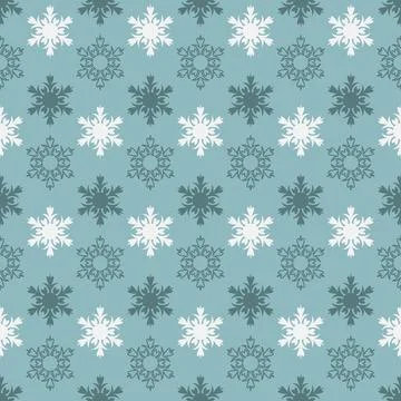 Mint green seamless pattern with snowflake, christmas festive winter art snow Stock Illustration