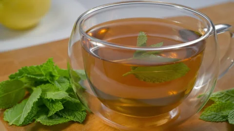 Mint green tea Video stock 310573234