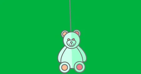 Mint-green teddy bear hanging from vertical zipper in apparel design with Stock Footage 317669476
