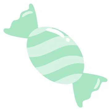 Mint green wrapped candy pastel sweet flat vector illustration 스톡 일러스트