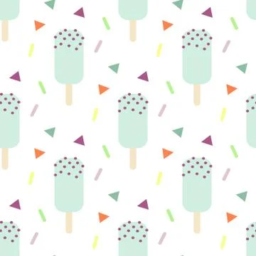 Mint ice cream seamless pattern Stock Illustration