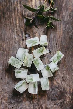 Mint ice cubes Stock Photos