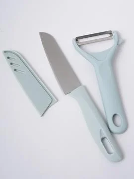 Mint knife peeler set close up Stock Photos