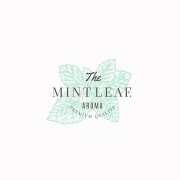 The Mint Leaf Abstract Vector Sign, Symbol or Logo Template. Mint Branch Stock Illustration