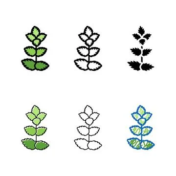 Mint leaf clean color icon vector Illustrazione stock