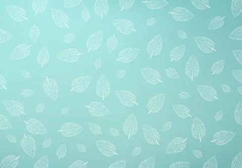 Mint leaf pattern, Green mint gradient mesh Background, copy space, Vector Stock Illustration