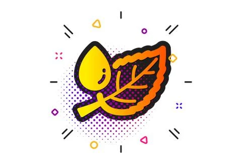 Mint leaf with water drop icon. Nature plant dew sign. Vector 스톡 일러스트