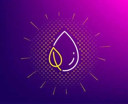 Mint leaf with water drop line icon. Nature plant dew sign. Vector Stock Illustration