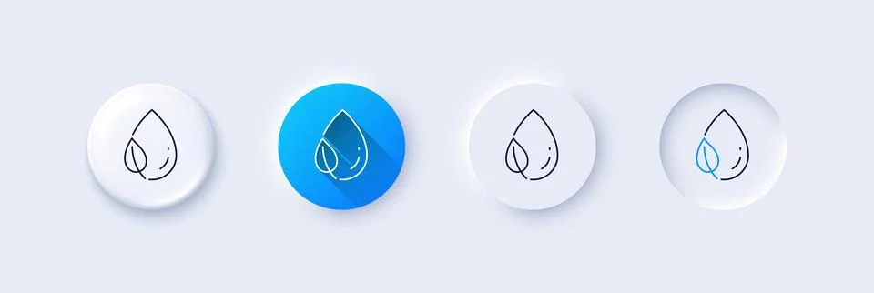 Mint leaf with water drop line icon. Nature plant dew sign. Line icons. Vector Illustrazione stock