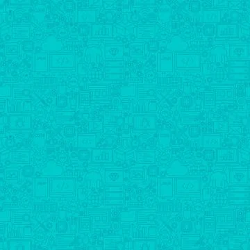 Mint Line Programming Seamless Pattern Illustration