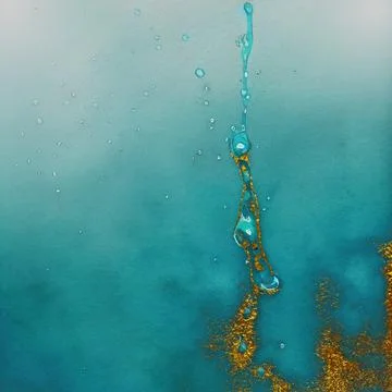 Mint marble and gold abstract background texture. Blue and mint marbling with Stock Illustration
