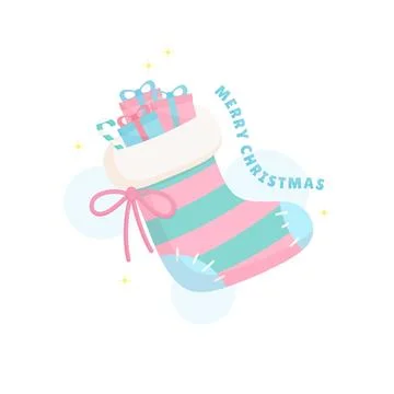 Mint merry christmas stocking Stock Illustration