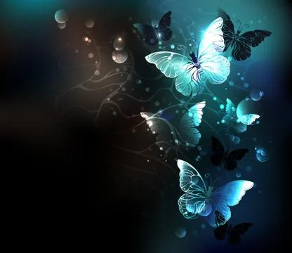 Mint Night butterflies Stock Illustration