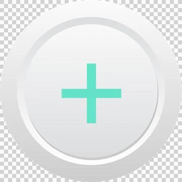 Mint plus sign on a white rounded button, conveying addition, positivity, o.. Stock Illustration