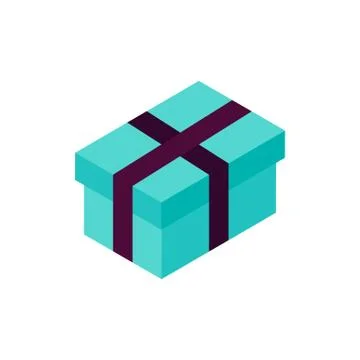 Mint Present Box Dark Ribbon Isometric Object Stock Illustration