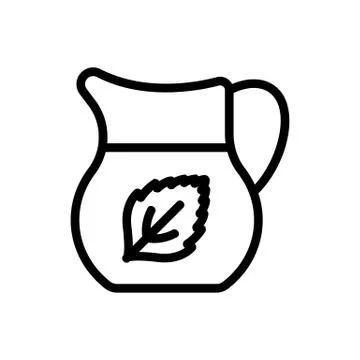 Mint refreshing drink in jug icon vector outline illustration Stock Illustration