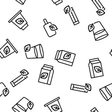 Mint Refreshing Leaf Vector Seamless Pattern Stock Illustration