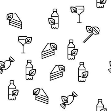 Mint Refreshing Leaf Vector Seamless Pattern Stock Illustration