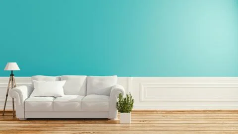 Mint room interior design .3D rendering Stock Illustration