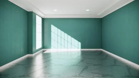 Mint room interior - Empty room of natural stone granite floor.3D rendering Illustrazione stock