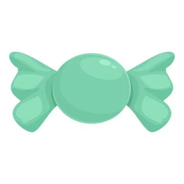 Mint round candy wrapped in green foil with wings イラスト素材