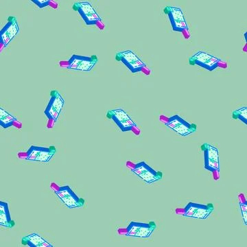 Mint smoothie drink isometric icon seamless pattern イラスト素材