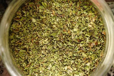 Mint spice in the jar close up view Stock Photos