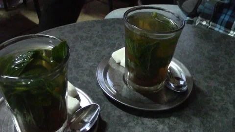 Mint tea in the center of Marrakech - Morocco Video stock 110777641