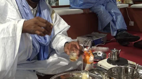 Mint tea ceremony, Mauritania Vídeo Stock 157732948